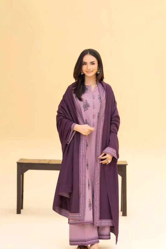 Lazuli - Winter 3PC Dhanak Embroidered Suit - KP33132